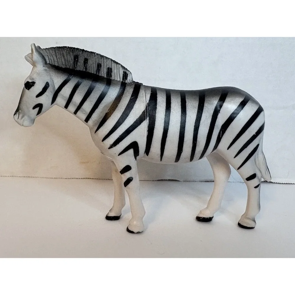 Vintage Plastic Zebra Figurine Toy Wild African Safari Animal Cake Topper